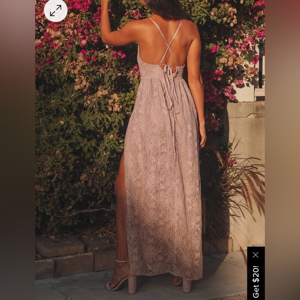 NWT Lulus Coquette Soft Girl Fairy Dusty Pink Blush Lace Maxi Dress XS/ 0-2 - Picture 6 of 14